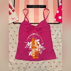 VS PINK VINTAGE Y2K CAMI TANK TOP TROPICAL FLORAL BEACH SURFING DOG PUP RARE S